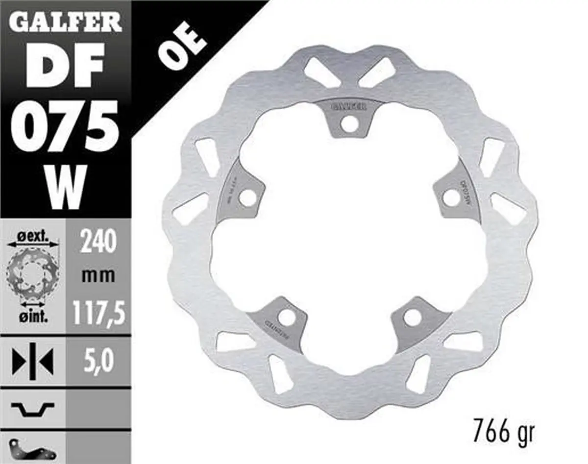 GALFER brzdový kotouč zadní HONDA CTX 750N (ABS) 13-; NC 700S/X (ABS) 12-14; NC 750S/X (ABS) 14-; BMW G 310R/GS 16- (WAVE FIXED) (240X117X5mm)