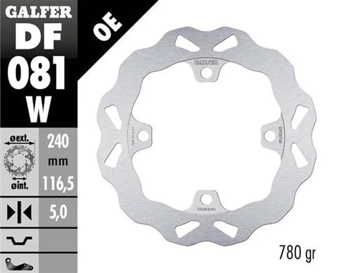 GALFER brzdový kotouč zadní HONDA CB 400X/F 13-; CB 500F/X (ABS) 13-21; CB 650F 14-; CB 650R 19-23; CBR 650R 19-23; FORZA 750 21-23 (WAVE FIXED)