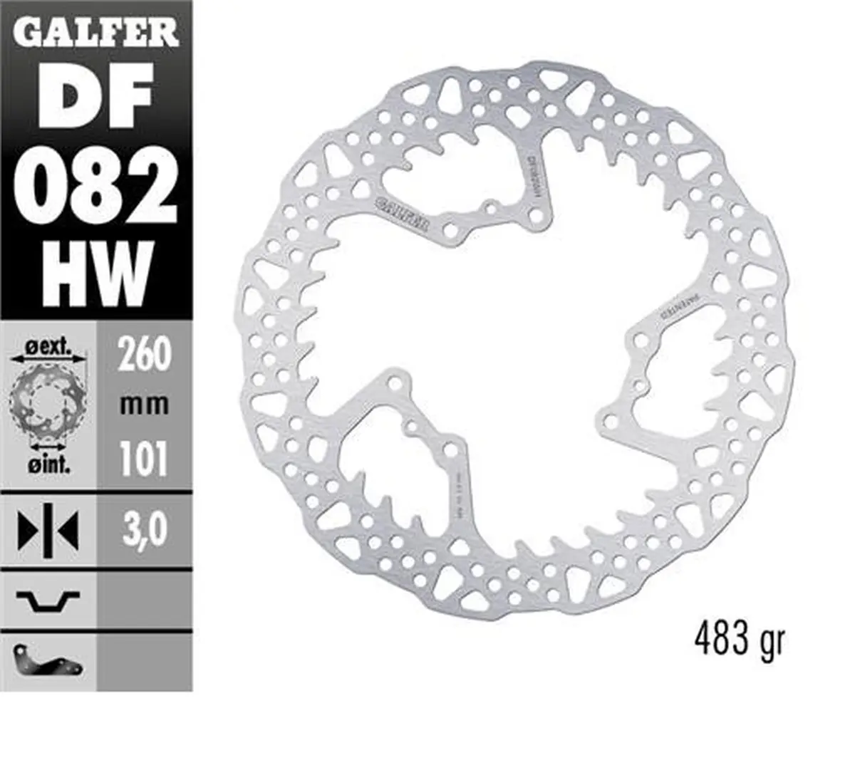 GALFER přední brzdový kotouč HONDA CRF 250R 15-24; CRF 450R 15-24 (260X101X3mm) SHARK ENDURO MX (GALFER přední brzdový kotouč HONDA CRF 250R 15-24;)