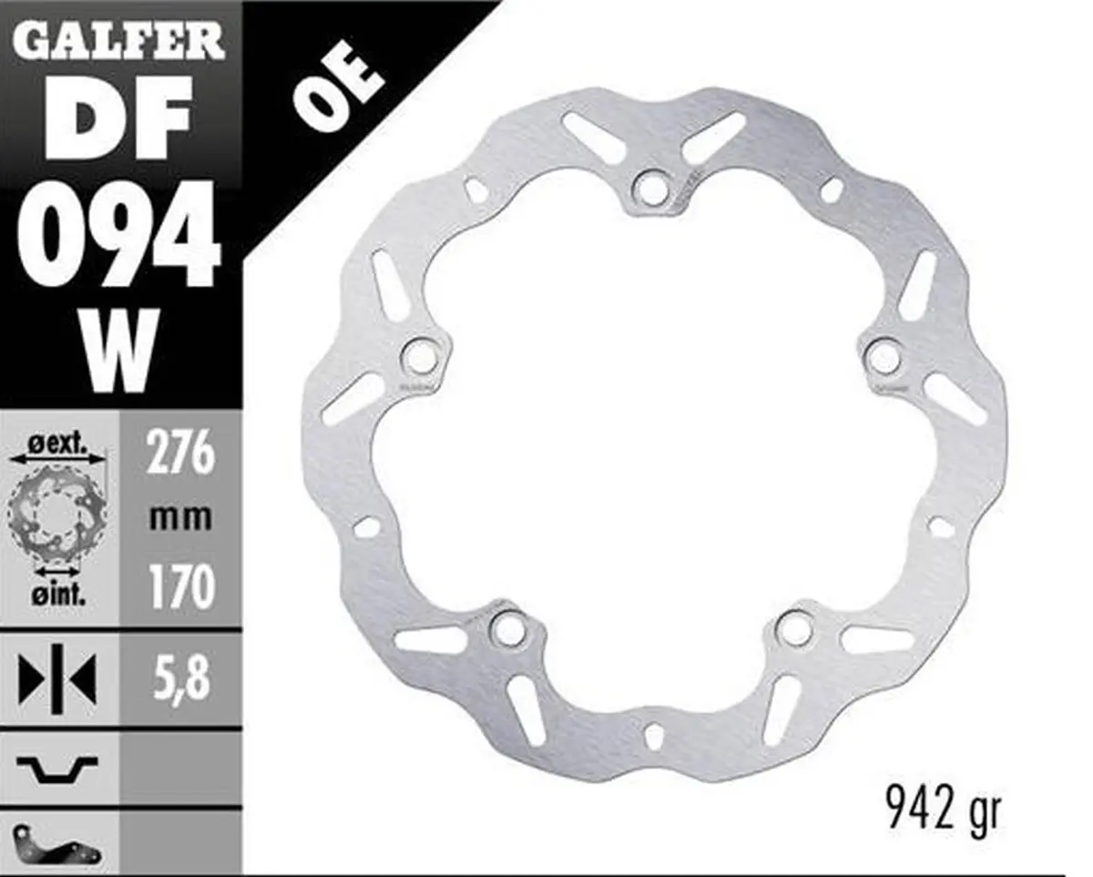 GALFER brzdový kotouč přední HONDA VFR 1200FA 10-13; VFR 1200X CROSSTOURER 12- (WAVE FIXED) (276X170X5,8mm) (GALFER brzdový kotouč přední HONDA VFR)