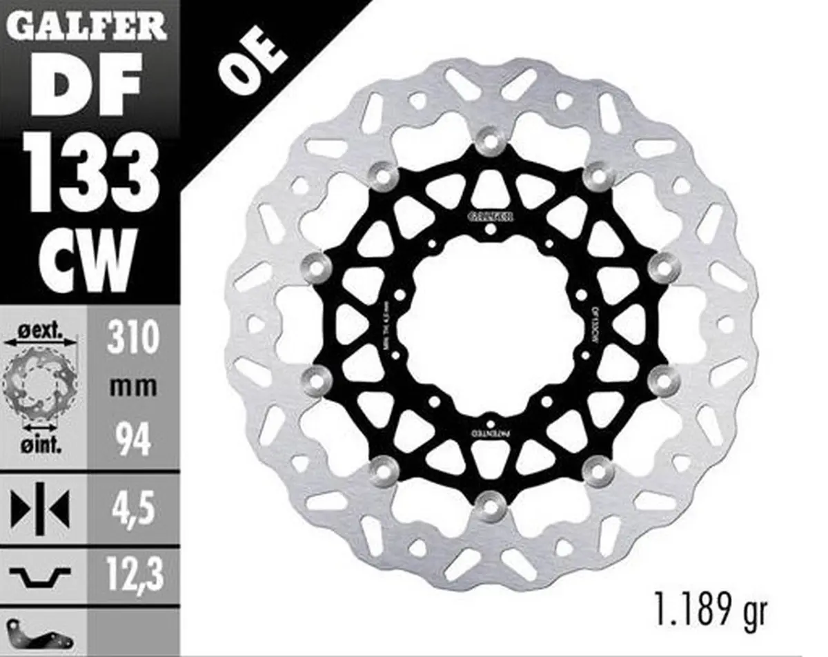 GALFER brzdový kotouč přední HONDA FORZA 750 21-23; CB 1000R 18-23; NT 1100 22-23 (WAVE FLOATING) (310X94X4,5mm) ( )