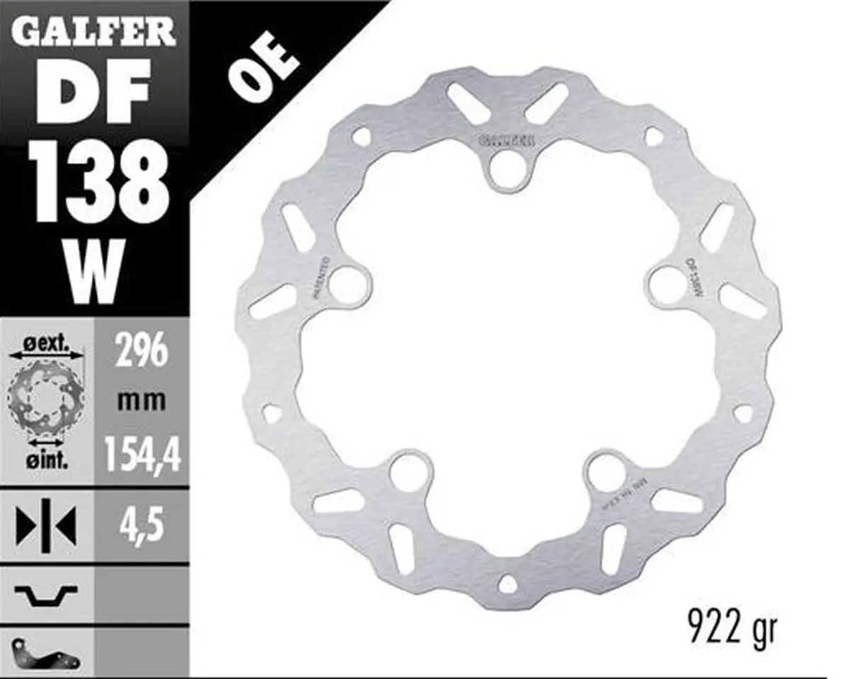 GALFER brzdový kotouč přední HONDA CB 125R 18-; CB 250R 18-; CB 300R 18; CB 500F/X 22-; CBR 500R 22-; CB 750 HORNET 22- (WAVE FIXED) (296X154X4,5mm)
