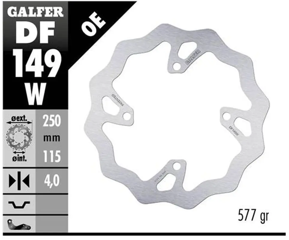 GALFER zadní brzdový kotouč KAWASAKI KX 250F/X 20-, KX 450F 19- WAVE (250X115X4mm) (GALFER zadní brzdový kotouč KAWASAKI KX 250F/X 20-, KX 450F 19-)