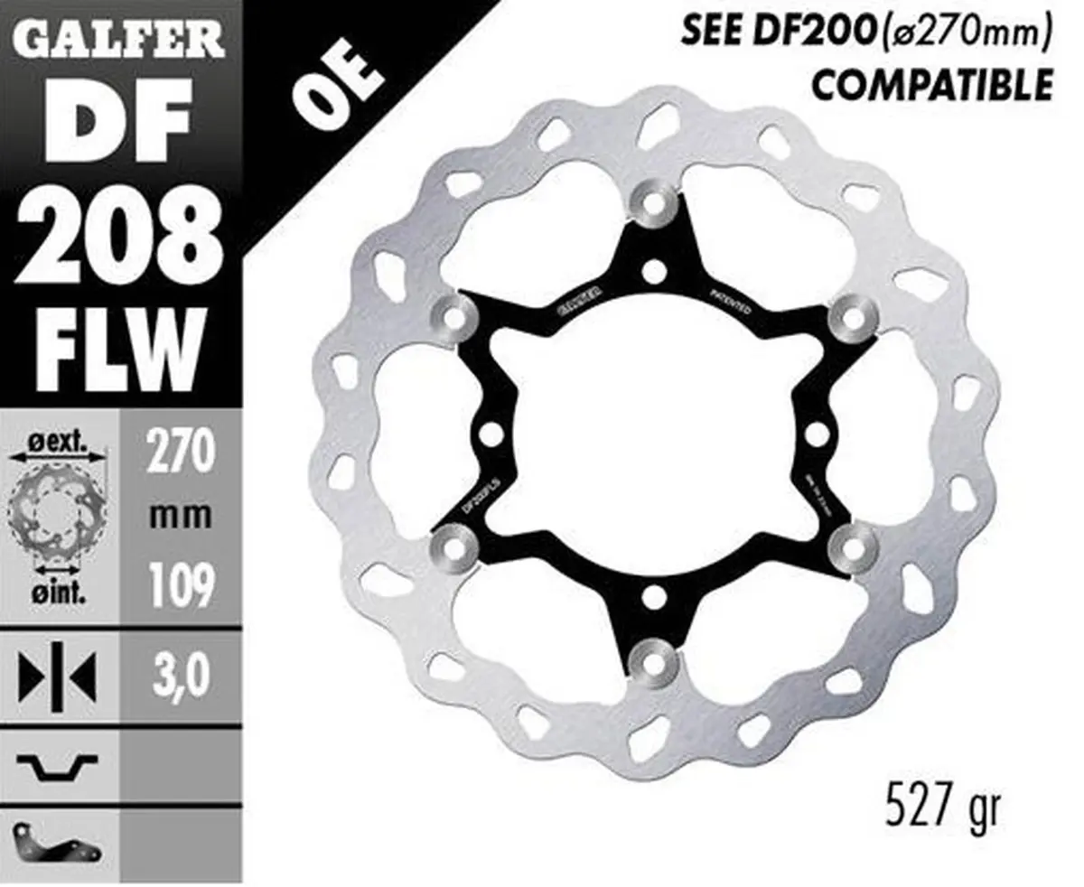 GALFER brzdový kotouč přední KAWASAKI KX 250F 15-23; KX 450F 15-23 (WAVE FLOATING) (270X109X3mm) (GALFER brzdový kotouč přední KAWASAKI KX 250F)