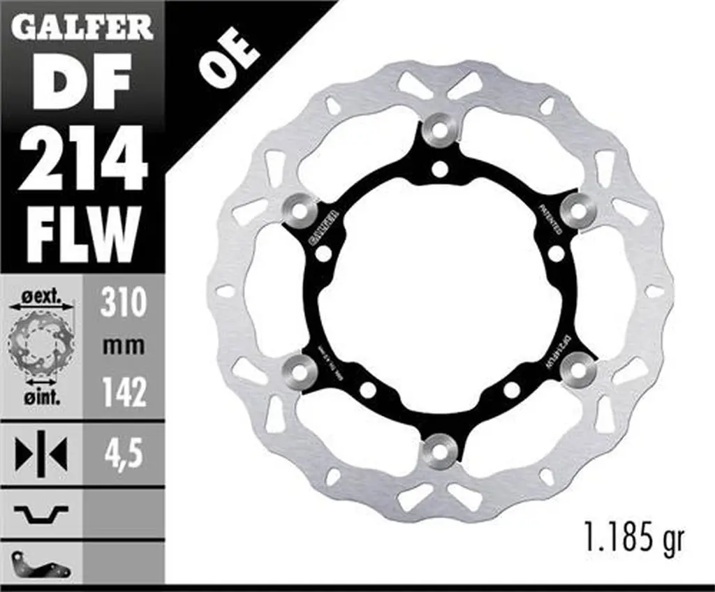 GALFER přední brzdový kotouč KAWASAKI NINJA 400 / ABS 18-, Z 400 20-, ZX 25R 20- (310X142X4,5mm) plovoucí WAVE (GALFER přední brzdový kotouč KAWASAKI)