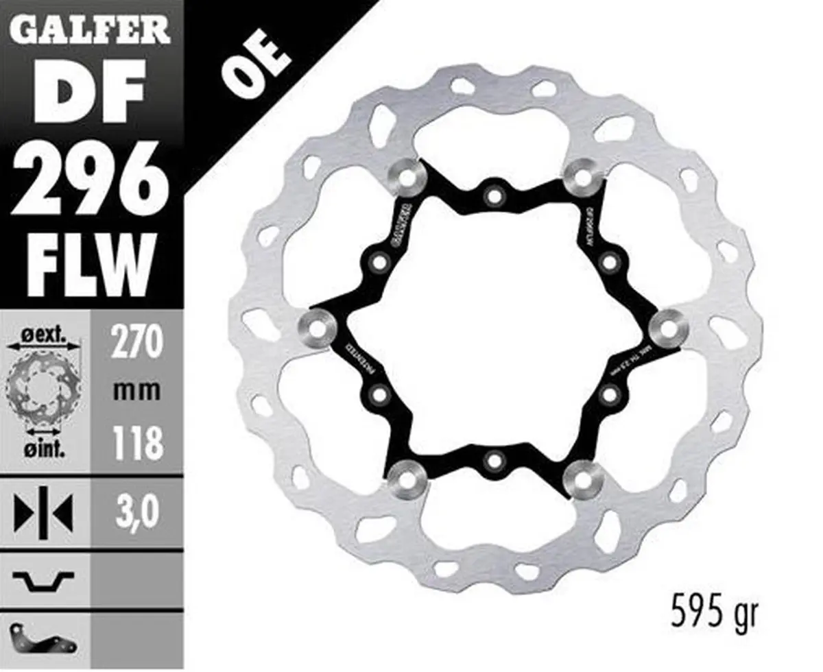 GALFER brzdový kotouč přední YAMAHA YZ 125 22-23; YZ 250 22-23; YZ 250F 21-23; YZ 450F 20-23; WR 250F 17-; WR 450F 20-23 (WAVE FLOATING) (270X118X3mm)