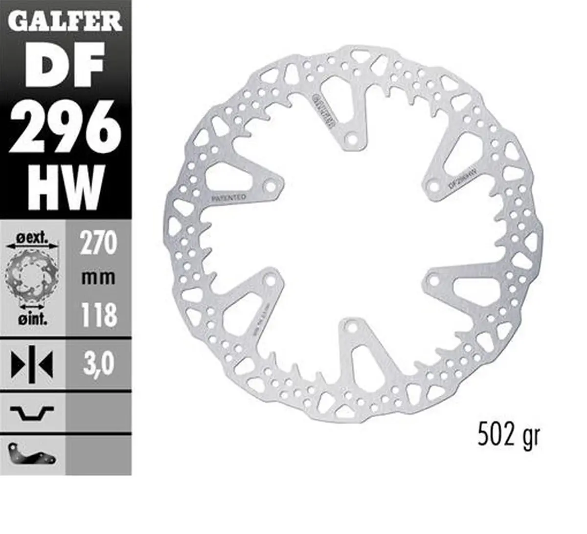 GALFER přední brzdový kotouč YAMAHA YZ 125 22-24; YZ 250 22-24; YZ 250F 21-24; YZ 450F 20-24; WR 250F 17-24; WR 450F 20-24 (270X118X3mm) SHARK ENDURO