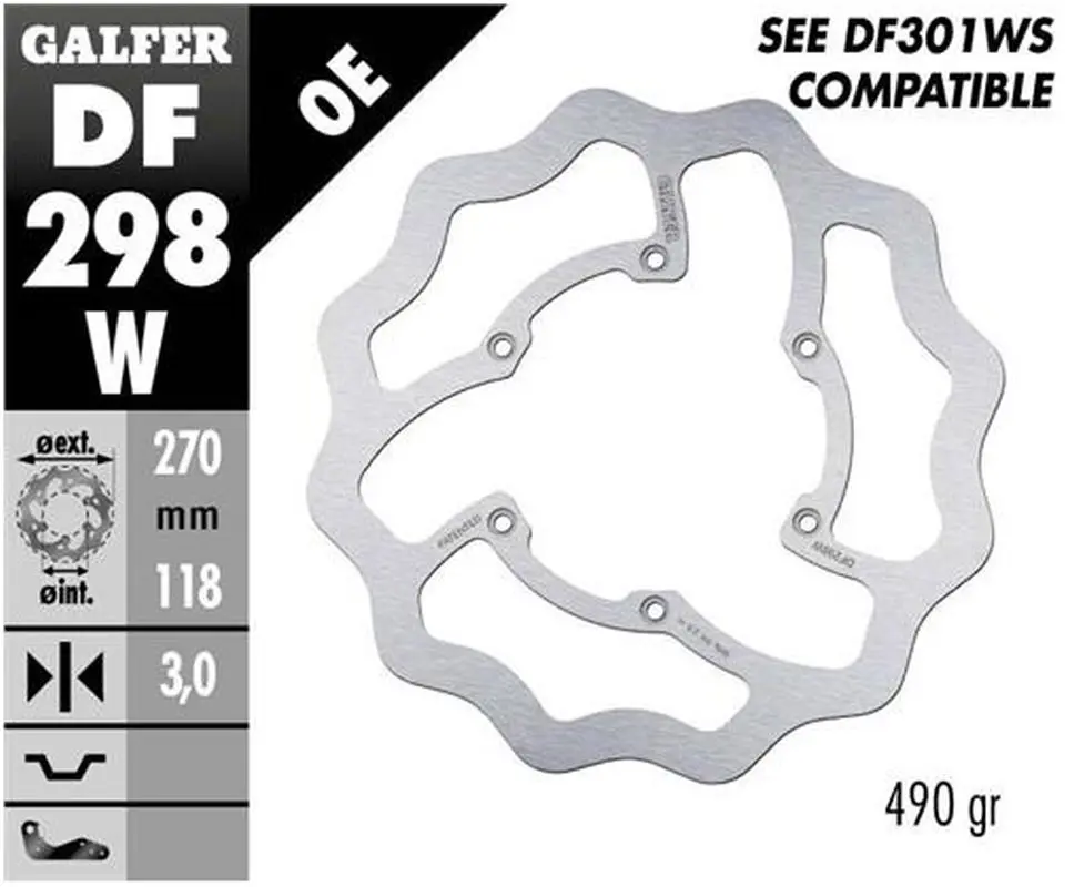 GALFER přední brzdový kotouč YAMAHA WR 450F 16-19, YZ 125/250 18-21, YZ 250F/450F 16-20 WAVE (270X118X3mm) ( )