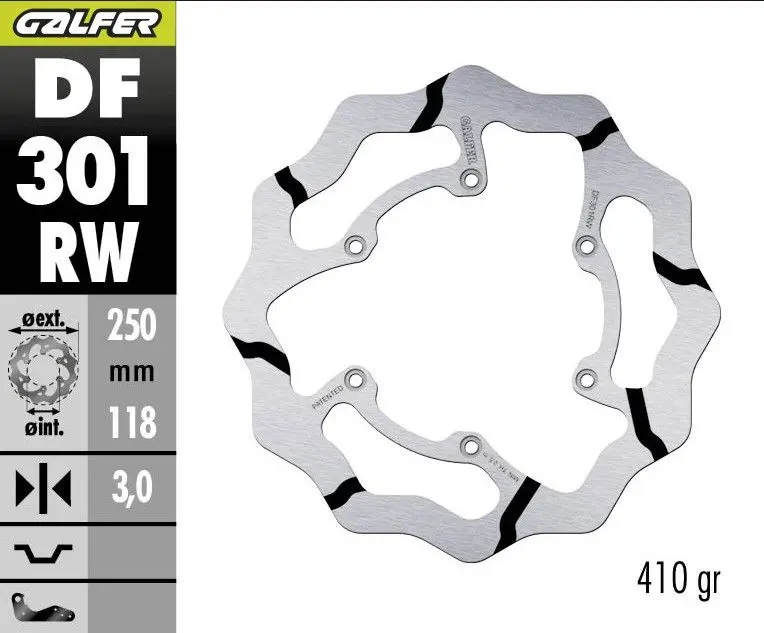 GALFER brzdový kotouč přední SUZUKI RM 125/250 '85-'08, DR-Z 250/400 '00-, YAMAHA WR 250F '03-'16, WR/YZ 426F/450F '00-'15, YZ 125/250 '08-'17 WAVE