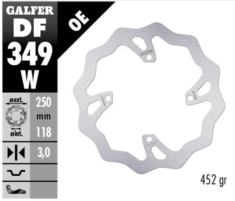 GALFER přední brzdový kotouč SUZUKI RM 250Z/450Z 06-18 RMX 450Z 10-17 WAVE (250X118X3mm) (GALFER přední brzdový kotouč SUZUKI RM 250Z/450Z 06-18 RMX)