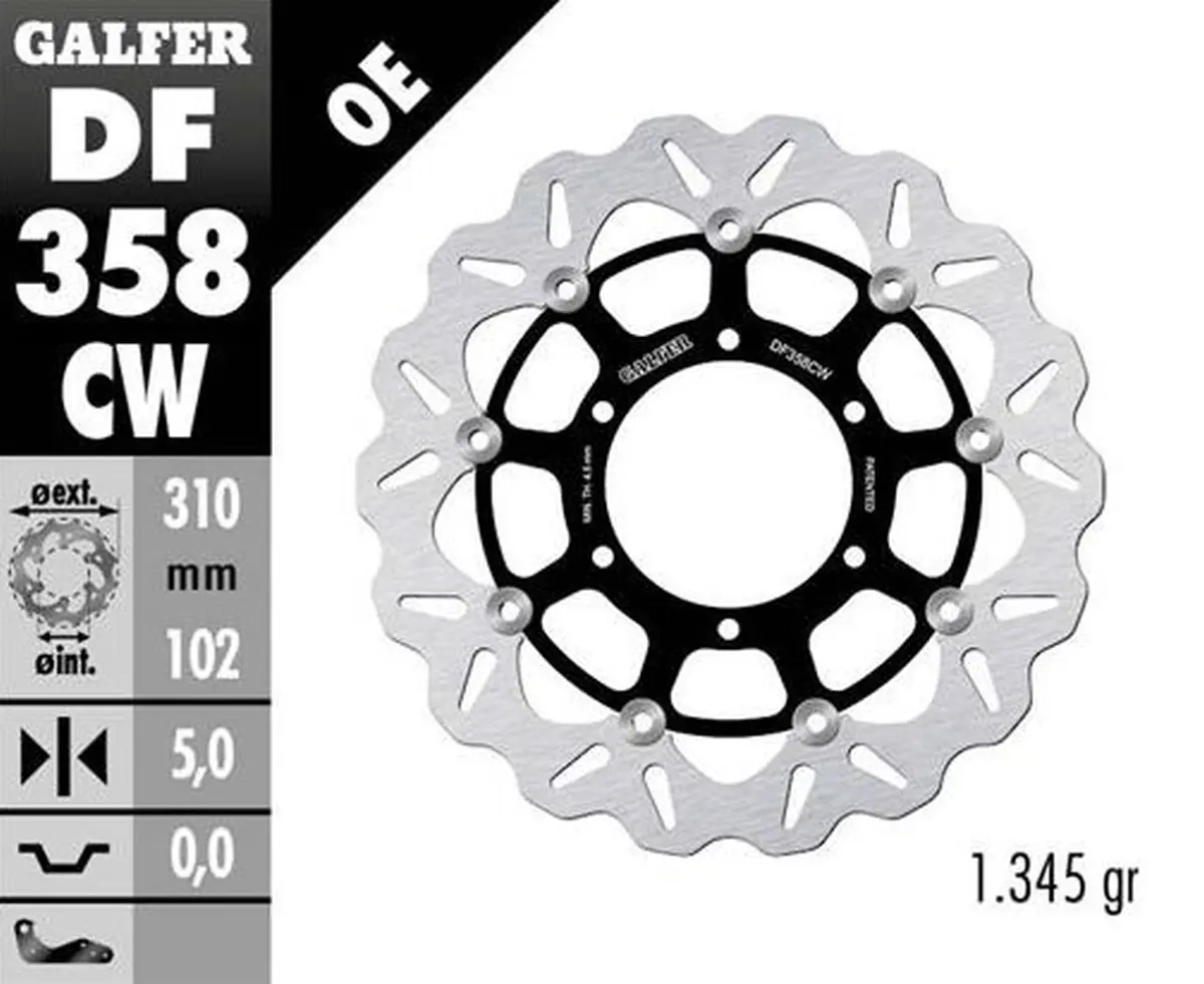 GALFER přední brzdový kotouč SUZUKI GSX-R 600 08-; GSX-R 750 08-; GSX-R 1000 09-15 (WAVE FLOATING) (310X102X5mm) (GALFER přední brzdový kotouč SUZUKI)