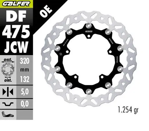 GALFER přední brzdový kotouč YAMAHA MT-10 17-; YZF -R6 17-23; YZF-R9 25; FZ 1 06; YZF-R1 04-23; V MAX 1700 09- (WAVE FLOATING) (320X132X5mm) (GALFER)