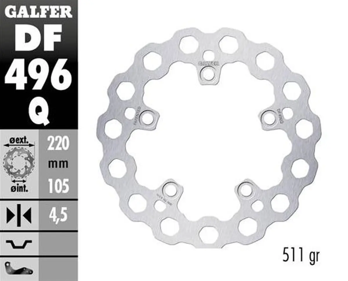 GALFER zadní brzdový kotouč YAMAHA YZF-R6 03-23; YZF-R1 04-23; MT-10 16- (CUBIQ FIXED) (220X105X5mm) (GALFER zadní brzdový kotouč YAMAHA YZF-R6)