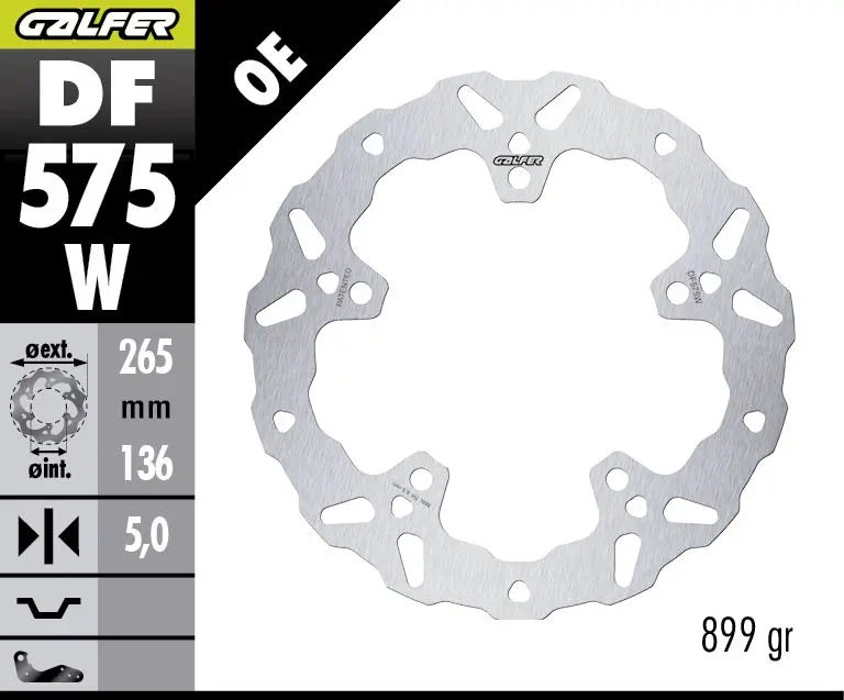 GALFER brzdový kotouč zadní VOGE 900DSX '24- (265X136X5) (WAVE FIXED) (GALFER brzdový kotouč zadní VOGE 900DSX '24- (265X136X5) (WAVE FIXED))