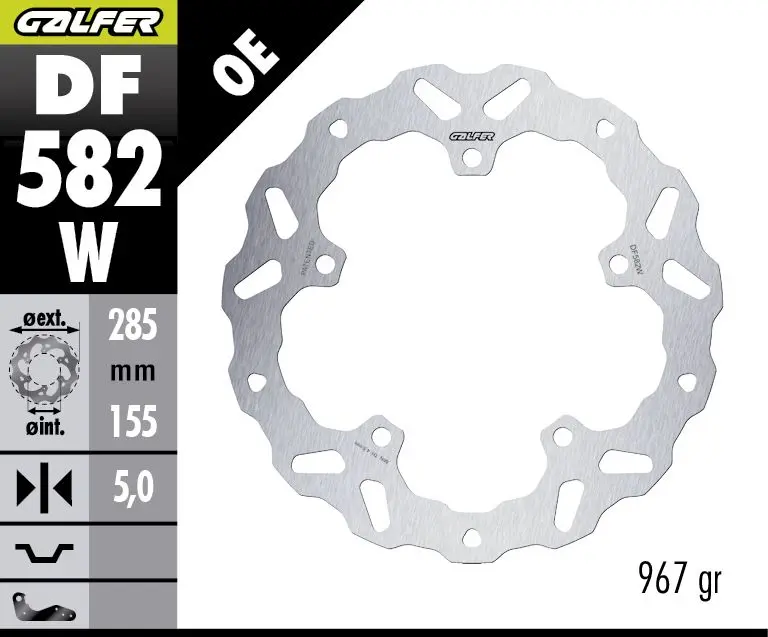 GALFER brzdový kotouč přední KTM 390 ENDURO R '25- (WAVE FIXED) (285X155X5MM) (GALFER brzdový kotouč přední KTM 390 ENDURO R '25- (WAVE FIXED))