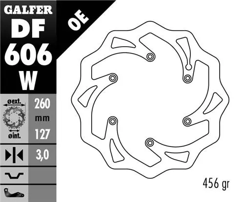 GALFER brzdový kotouč přední KTM SX/EX, HUSABERG,HUSQVARNA,GAS GAS WAVE (260X127X3mm) (vzor OEM KTM) (GALFER brzdový kotouč přední KTM SX/EX,)