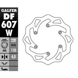 GALFER brzdový kotouč zadní KTM SX/EXC/LC4 HUSABERG,HUSQVARNA,GAS GAS WAVE (220X110X4mm) (vzor OEM KTM) (GALFER brzdový kotouč zadní KTM SX/EXC/LC4)