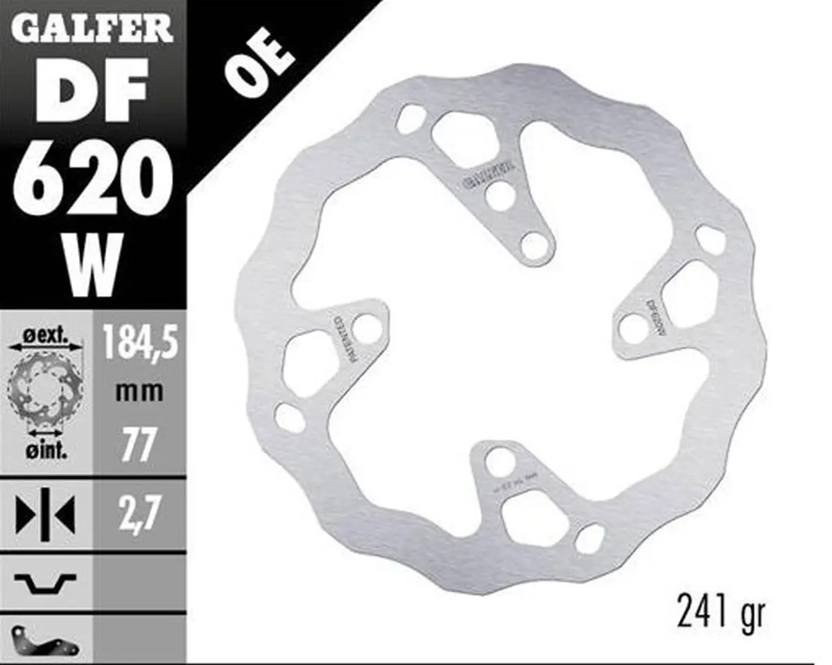 GALFER zadní brzdový kotouč BETA EVO 125 20-23; 250 2T 20-23; 300 2T 20-23; 300 4T 20-23 (WAVE FIXED) (184X77X2,7mm) (GALFER zadní brzdový kotouč)