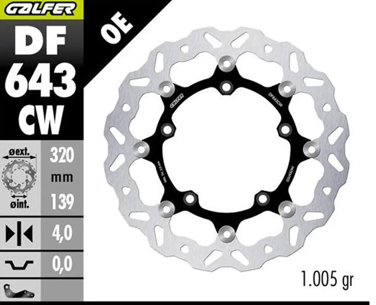 GALFER přední brzdový kotouč KOVE 800X PRO 23-25 (WAVE FLOATING) (320X139X4mm) (GALFER přední brzdový kotouč KOVE 800X PRO 23-25 (WAVE FLOATING))