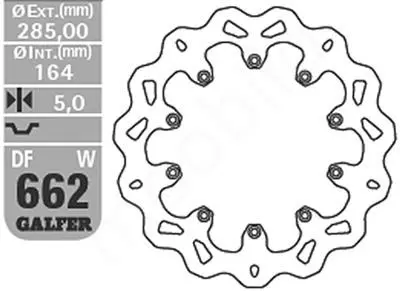 GALFER brzdový kotouč přední / zadní BMW K 75C/RT/S 94-96 (přední), K 100 84-93, K1100 92-00 (285X165X4,8) (10X5,5mm) ( )