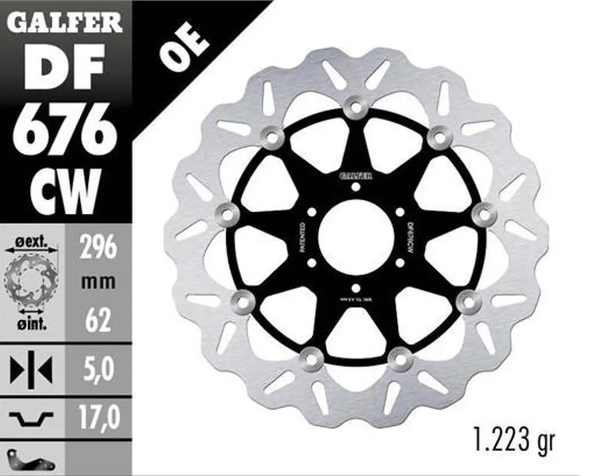 GALFER brzdový kotouč přední HONDA CBR 600F4 99-00; CBR 900RR 92; VFR 800 89-13; CROSSRUNER X 11-14; XL 1000V VARADERO 99-02; GL 1800 GOLD WING 01-17