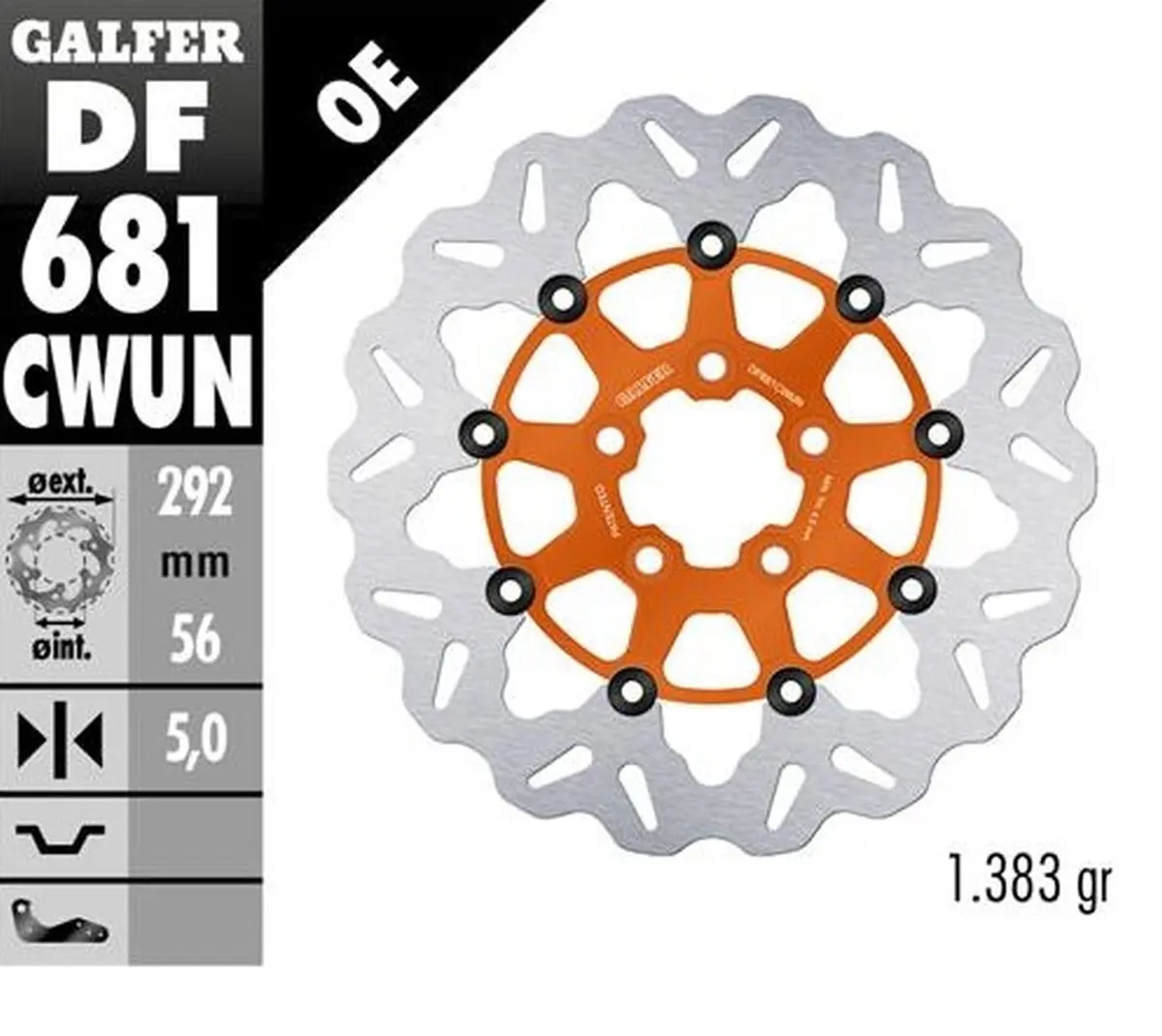 GALFER přední brzdový kotouč / zadní HARLEY-DAVIDSON (292X56X5) (WAVE) plovoucí barva oranžová (GALFER přední brzdový kotouč / zadní HARLEY-DAVIDSON)