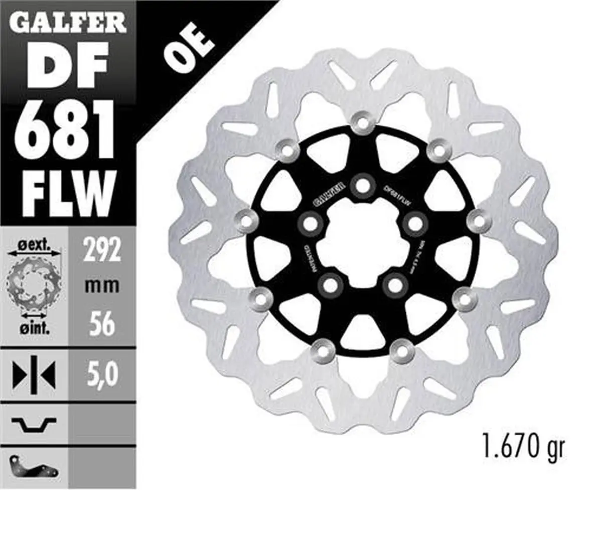 GALFER přední / zadní brzdový kotouč HARLEY-DAVIDSON (292X56X5) plovoucí (GALFER přední / zadní brzdový kotouč HARLEY-DAVIDSON (292X56X5) plovoucí)