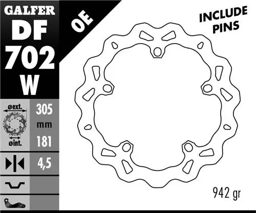 GALFER brzdový kotouč přední BMW R 850/1100/1150/1200 (305X181X4,8) (NG1044) WAVE (GALFER brzdový kotouč přední BMW R 850/1100/1150/1200)
