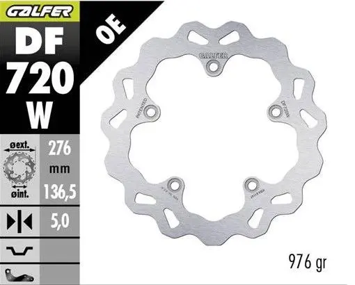 GALFER brzdový kotouč zadní BMW R 1200GS ADVENTURE 13-; R 1200GS/R/RS/RT 13-; 1250GS ADVENTURE 19-; R1250 GS/R/RS/RT 19 (WAVE DISC) (276X136,5X5mm)