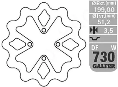 GALFER brzdový kotouč zadní YAMAHA YFZ 450 03-05 (199X51,2X3,5mm) (GALFER brzdový kotouč zadní YAMAHA YFZ 450 03-05 (199X51,2X3,5mm))