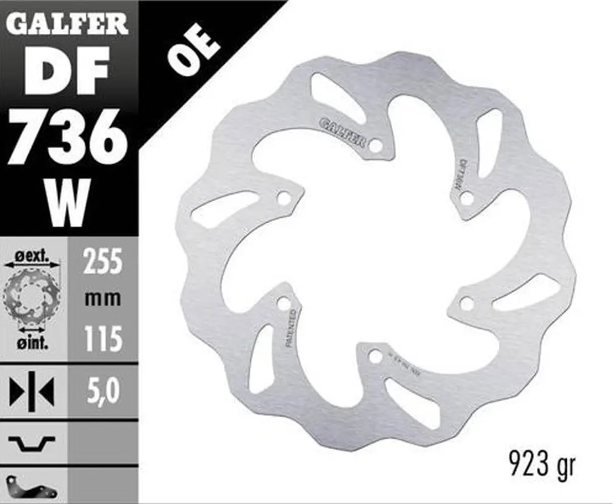 GALFER brzdový kotouč zadní BENELLI TRK 502X 17-; 1130 SPORT TORNADO 06- (WAVE FIXED) (255X115X5mm) ( )