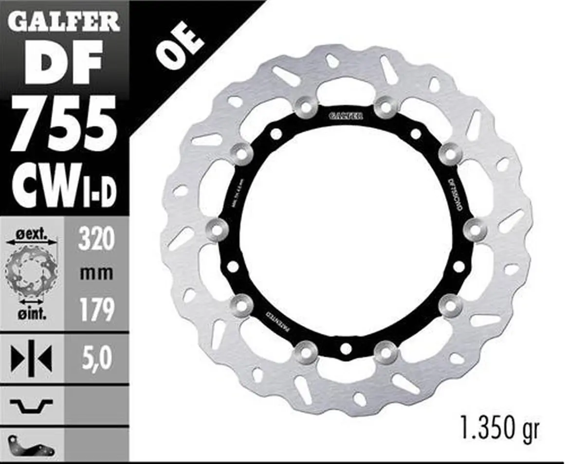 GALFER přední brzdový kotouč BMW S 1000R/RR/XR 09-22 (pravý) (WAVE FLOATING) (320X179X5mm) ( )