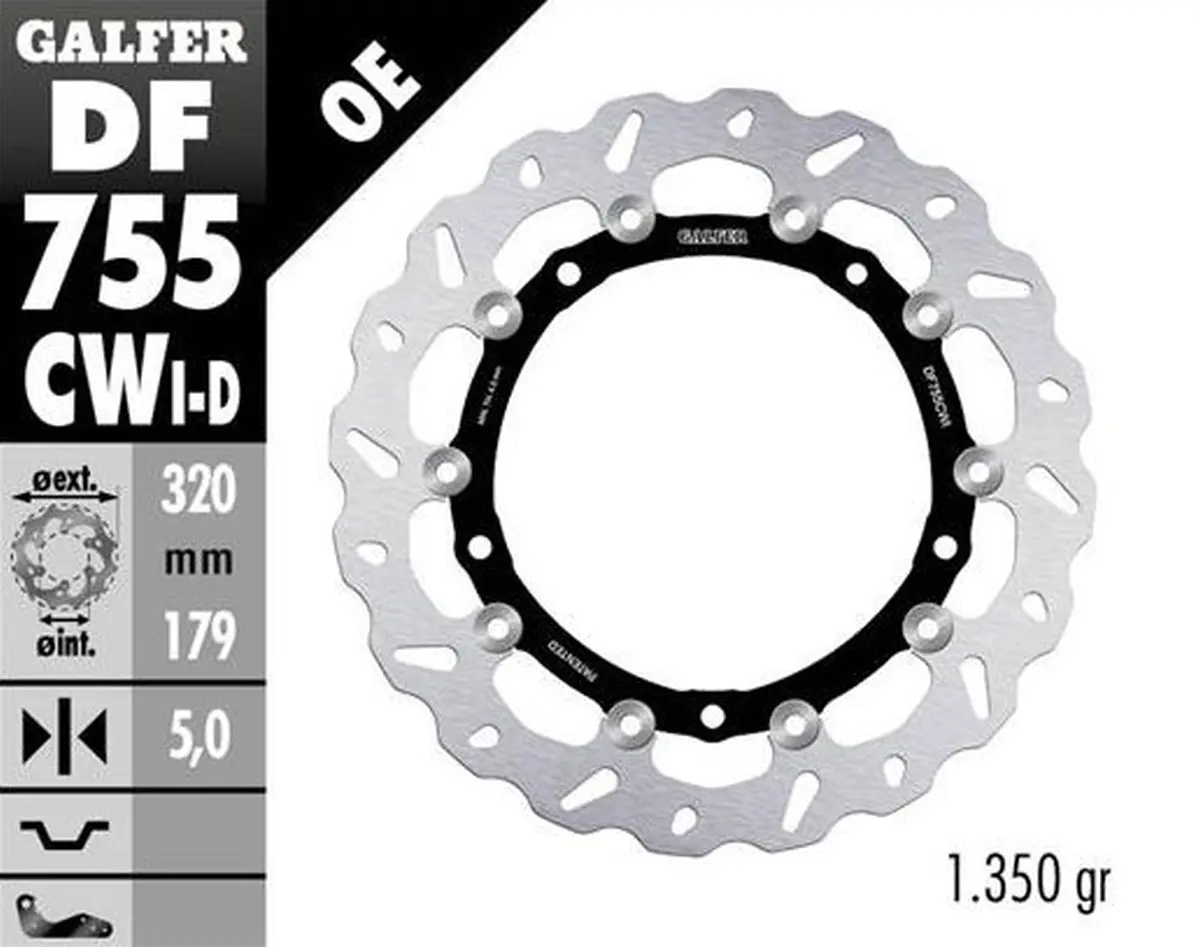 GALFER přední brzdový kotouč BMW S 1000R/RR/XR 09-22 (levý) (WAVE FLOATING) (320X179X5mm) (GALFER přední brzdový kotouč BMW S 1000R/RR/XR 09-22)