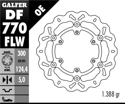 GALFER brzdový kotouč přední KTM 950/990 ADVENTURE 02-11, LC4 620/640/660/690 (300X124,4X5) WAVE ( )