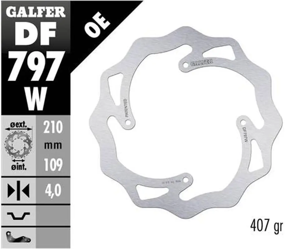 GALFER zadní brzdový kotouč KTM SX 85 11-20, SX 150 15-18, FREERIDE 250/350 13-, FREERIDE E 12-, WAVE (210X106X4mm) (GALFER zadní brzdový kotouč KTM)
