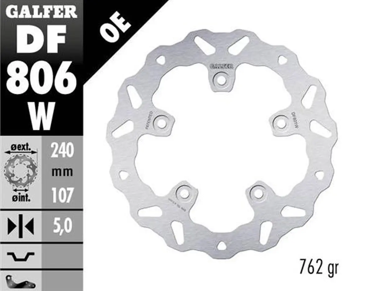 GALFER zadní brzdový kotouč KTM 790 DUKE 18-23; 890 DUKE 21-23 (WAVE FIXED) (240X107X5mm) (GALFER zadní brzdový kotouč KTM 790 DUKE 18-23; 890 DUKE)