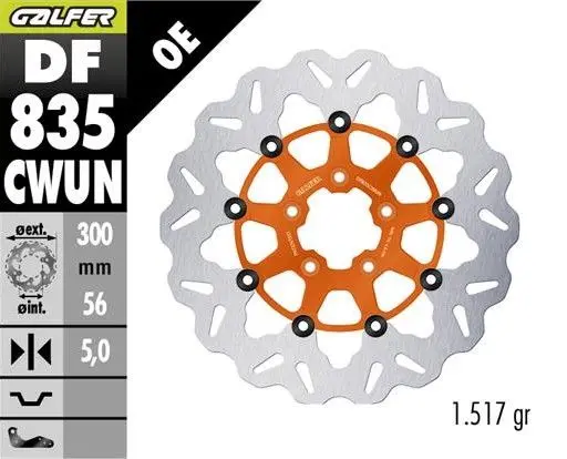 GALFER přední brzdový kotouč HARLEY-DAVIDSON (300X56X5) plovoucí barva oranžová (GALFER přední brzdový kotouč HARLEY-DAVIDSON (300X56X5) plovoucí)