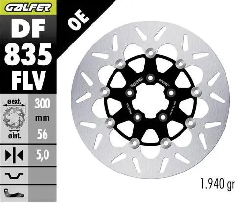 GALFER přední brzdový kotouč HARLEY-DAVIDSON (300X56X5) plovoucí (ROUND FLOATING) (GALFER přední brzdový kotouč HARLEY-DAVIDSON (300X56X5) plovoucí)