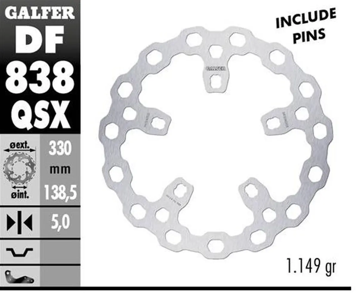 GALFER brzdový kotouč přední HARLEY-DAVIDSON (330X138X5) (CUBIQ) (GALFER brzdový kotouč přední HARLEY-DAVIDSON (330X138X5) (CUBIQ))