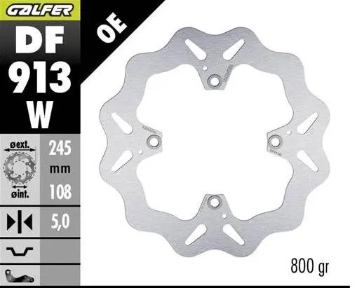 GALFER brzdový kotouč zadní DUCATI HYPERMOTARD 939/950 13-; MONSTER 796/1100 09- (WAVE DISC) (245X108X5mm) ( )