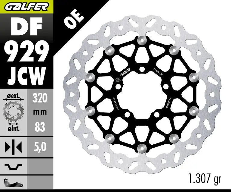 GALFER brzdový kotouč přední TRIUMPH TIGER 850 '24; TIGER 900 '20-'24; TIGER 1200 '20-'24; SPEED TRIPLE 1050/1200 '18-'24; ROCKET 3 2500 '20-'24 (WAVE