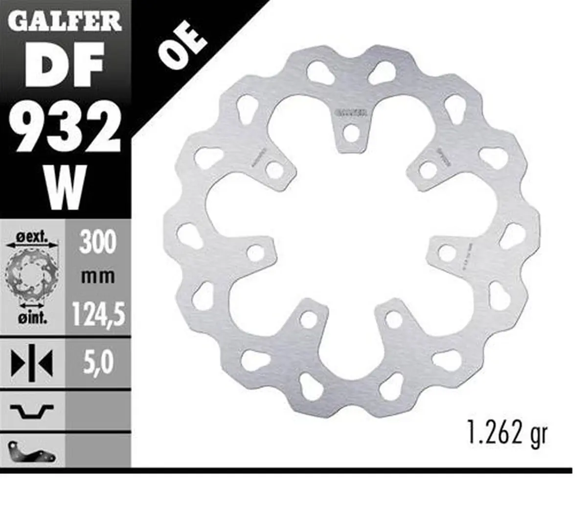 GALFER brzdový kotouč přední HARLEY-DAVIDSON (300X124,5X5) (kolo HARLEY DAVIDSON CHISER nebo SLICER 09-18) (GALFER brzdový kotouč přední)