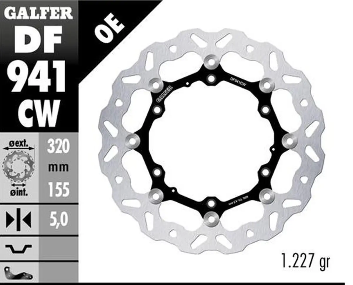 GALFER přední brzdový kotouč KTM 390 ADVENTURE 23-25; HUSQVARNA 401 SVARTPILEN 24-25 (WAVE FLOATING) (320X155X5mm) (GALFER přední brzdový kotouč KTM)
