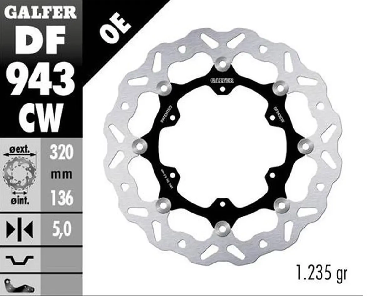 GALFER přední brzdový kotouč KTM 790R ADVENTURE 19-22; 890R/L ADVENTURE 21-23 (WAVE FLOATING) (320X136X5mm) (GALFER přední brzdový kotouč KTM 790R)