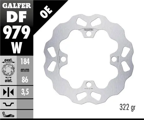 GALFER brzdový kotouč zadní YAMAHA YXR 700 RHINO 08- WAVE (184X86X3,5mm) (GALFER brzdový kotouč zadní YAMAHA YXR 700 RHINO 08- WAVE (184X86X3,5mm))