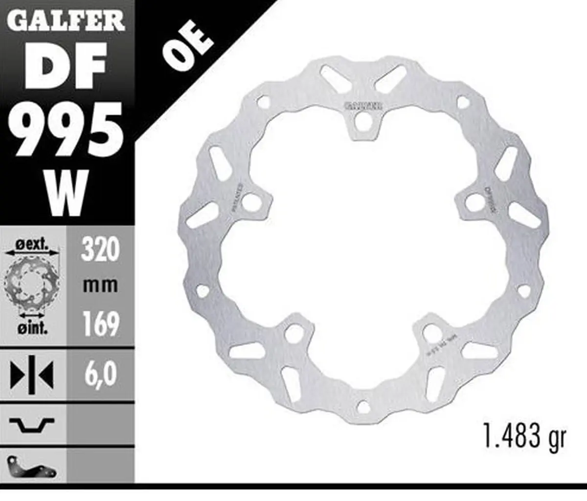 GALFER přední brzdový kotouč HARLEY-DAVIDSON (320X169X6) (WAVE) (GALFER přední brzdový kotouč HARLEY-DAVIDSON (320X169X6) (WAVE))