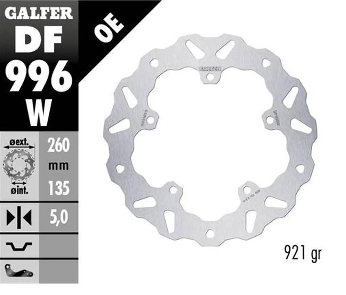 GALFER brzdový kotouč zadní HARLEY-DAVIDSON (260X135X5) (WAVE) (GALFER brzdový kotouč zadní HARLEY-DAVIDSON (260X135X5) (WAVE))