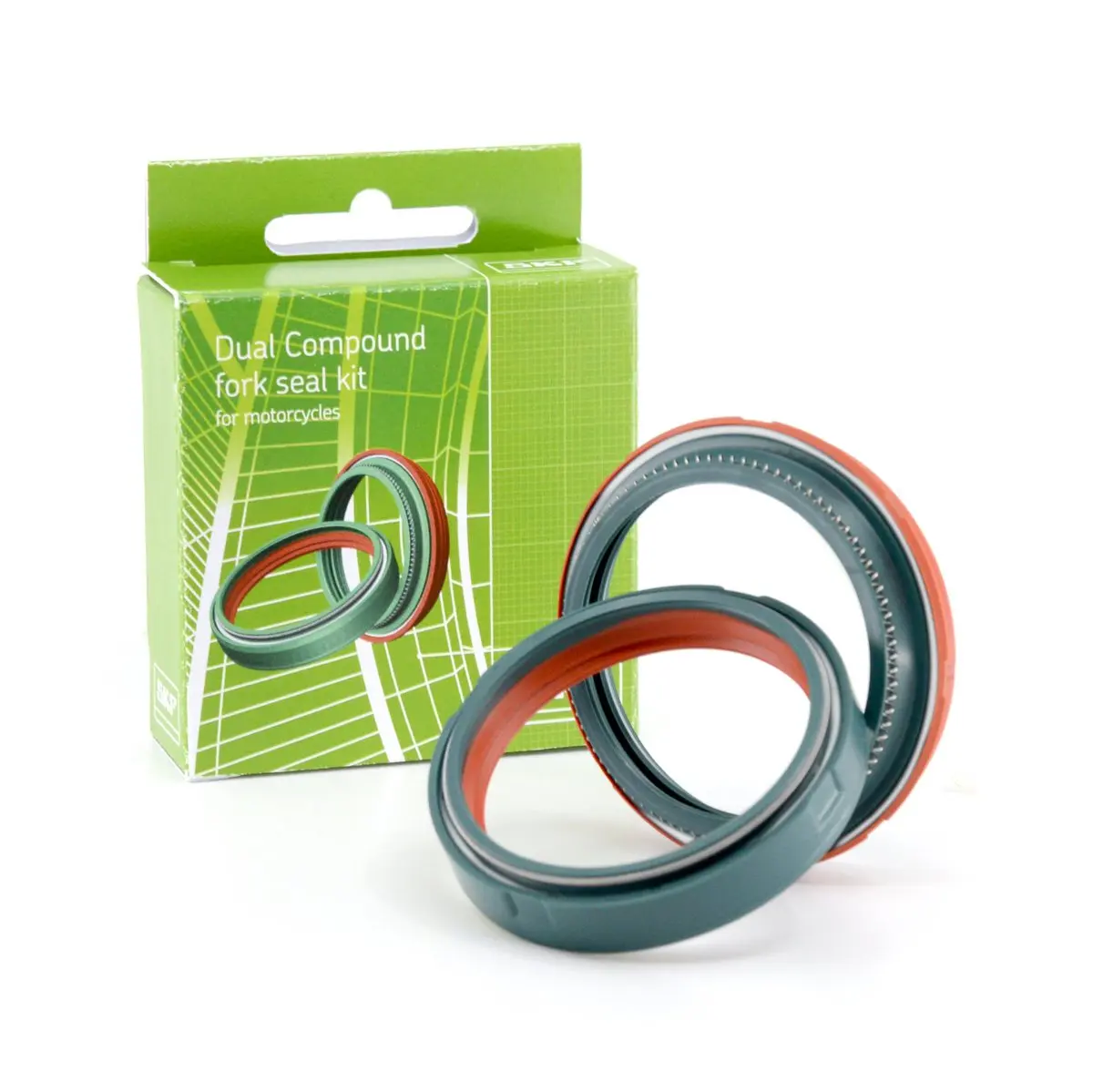 SKF sada (1 laga) těsnění předního odpružení (olejová a prachová) DUAL COMPOUND (dvousložkový) SHOWA 49 mm (SKF sada (1 laga) těsnění předního)