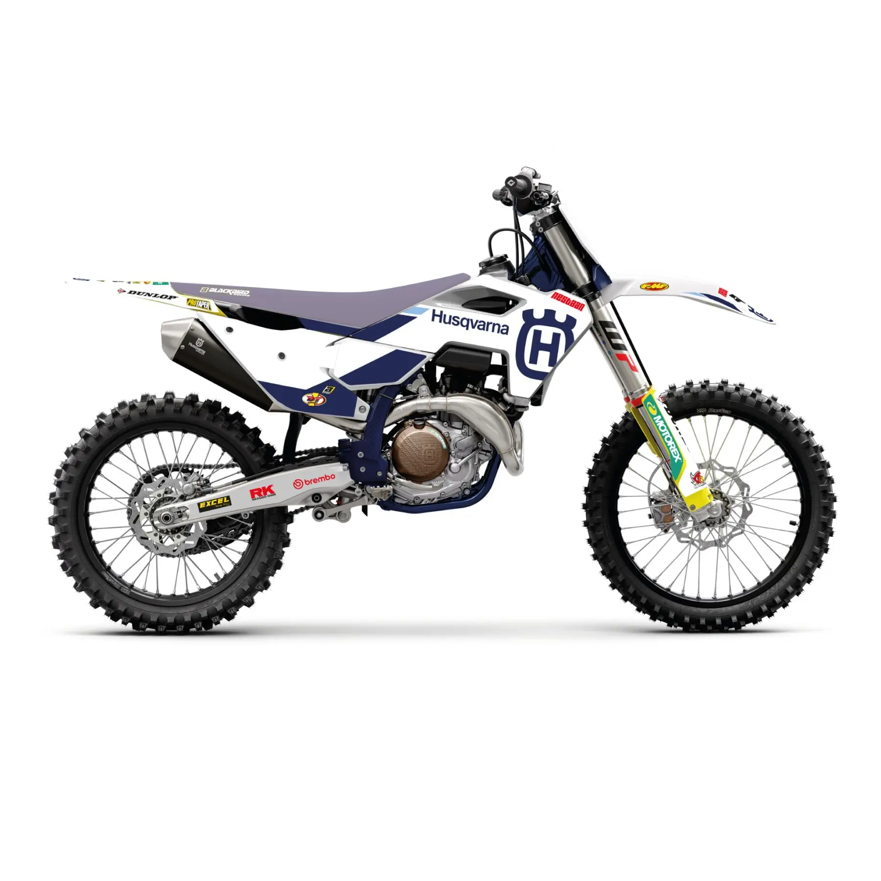 BLACKBIRD sada samolepek (dýhy) HUSQVARNA TC/FC 23-24; TE/FE 24-25 (TC/FC ALL MODELS 23-24) REPLICA HUSQVARNA FACTORY MXGP barva bílá ( )