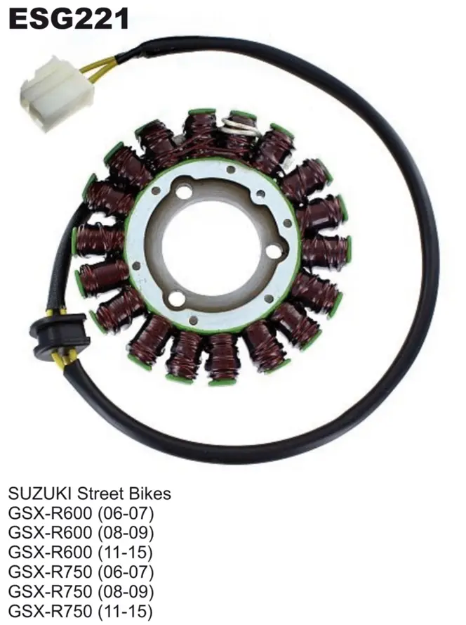 ELECTROSPORT vinutí alternátoru (stator) SUZUKI GSXR 600 06-17, GSXR 750 06-17 (ELECTROSPORT vinutí alternátoru (stator) SUZUKI GSXR 600 06-17, GSXR)